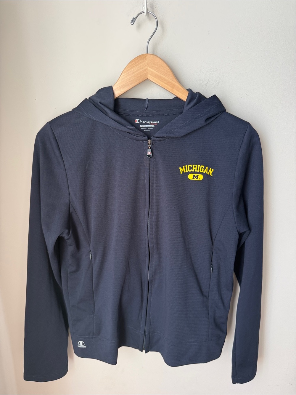 Champion Michigan Wolverines Full Zip Performance Hoodie Jacket Medium